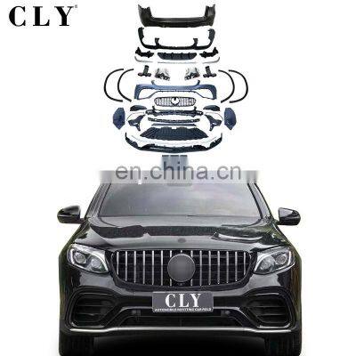 Front Car Bumpers For 2016+ Benz GLC X253 GLC300 GLC260 SUV Upgrade GLC63 AMG Rear Car Bumpers Grill Inner Lining Rear Lip Pipe