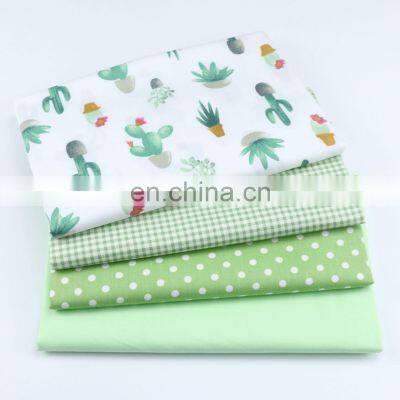 Green cartoon cactus fabric grid dot solid color fabric wholesale baby bedding fabric