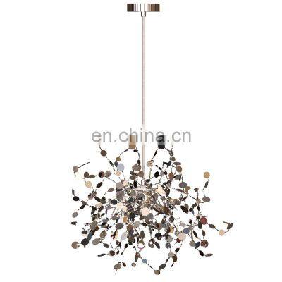 Modern Stainless Steel Chandelier Living Room Creative LED Pendant Light Gold/Chrome Dinning Room Tree Branch Ceiling Lamps