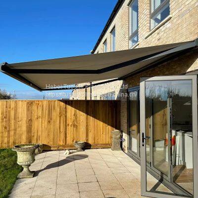 Outdoor Heavy Duty Electric Motorized Retractable Awning Folding Aluminum Alloy Arm For Balcony Widow Awnings