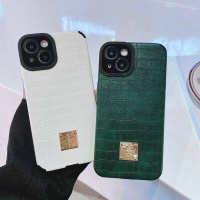 Personalized Maple Leaf Logo Vintage Crocodile Magsafe Fine Hole Mobile Phone Case For Iphone 7 8P X Xr 11 12 13 14 Pro Max photo-5