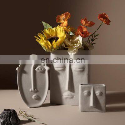 Nordic abstract face vase ins wine cabinet dining table  ceramic porcelain vases for home decor craft decoration