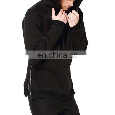 New Design 2022 winter Side zipper Long line blank pullover hoodies for men Sweatshirts with your own logo long sleeves