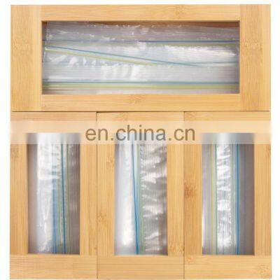 Clear Drawer Storage Boxes & Bins Natural Bamboo Ziplock Bag Organizer Openable Top Lids 4 Pieces Kitchen & Tabletop