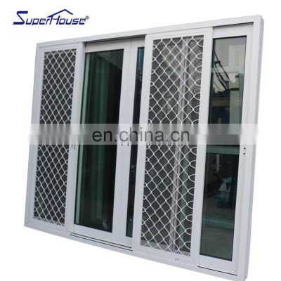 Waterproof triple glass soundproof windows aluminium frame frame glass sliding doors with fly screen