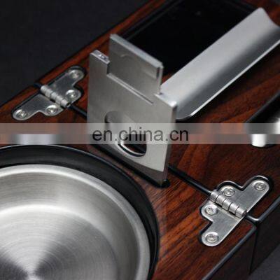Glossy Finished Wooden Cigar Ashtray With Cutter and Puncher Cigar Ashtray and Cutter Ashtray photo-5