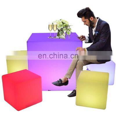 Patio Furniture/ Led Cube Chair/Led Outdoor Rechargeable Modern Cube Waterproof Led Furniture Garden Sets Table Chairs