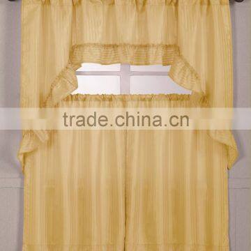 3pcs Hot Selling Cheap Polyester Jacquard Stripe Kitchen Curtain Set