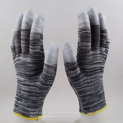 Polyester Knitted PU Fingers Coated Safety Work Gloves photo-5
