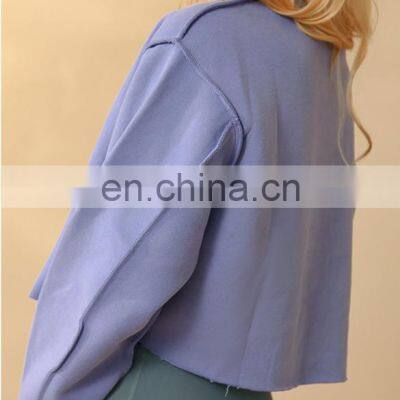 Custom Logo Casual Loose Sweatshirt Women Fashion Long Sleeve Sports Wear Crop Top Women's Pullover Shirt Fitness Yoga Clothing photo-3