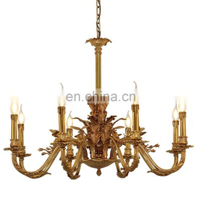 French Vintage Candle Living Room Home Decor Modern Led Brass Gold Chandelier Light