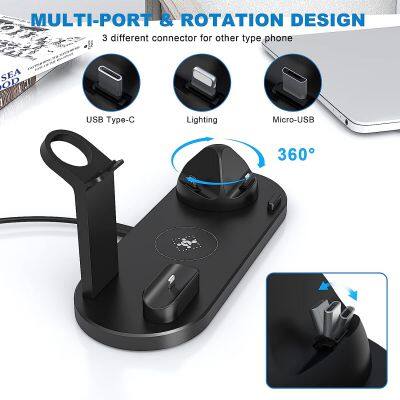 Multifunctional Wireless Phone Charger Type c Fast Charger Wireless 6 in 1 Wireless Charging Station photo-4