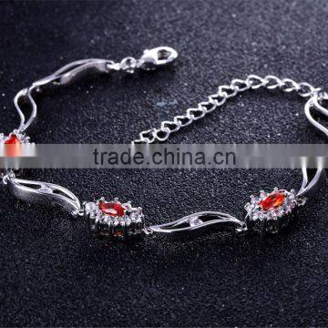 Casual Style Jewelry Fashion Flower Charms Platinum Plated Brass Jewelry Bracelet photo-2