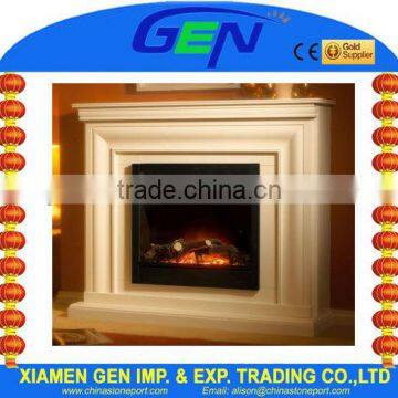 beige marble wall mounted gas fireplace