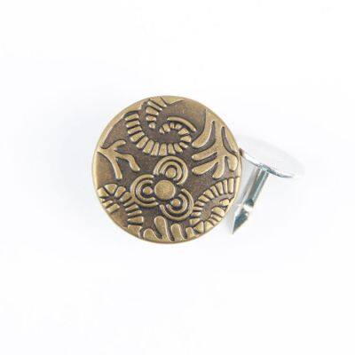 Embossed logo Brass material Jeans Jacket logo Custom Metal Buttons for Denim Jeans