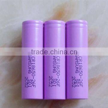 rechargeable 2600mah 18650 battery / ICR 18650-26F original samsung 3.7v 2600mah lithium ion battery