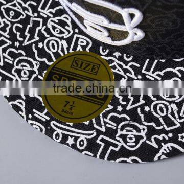 Carton Head Embroidery Adult Lovers Flat Sport Caps Custom Snapback