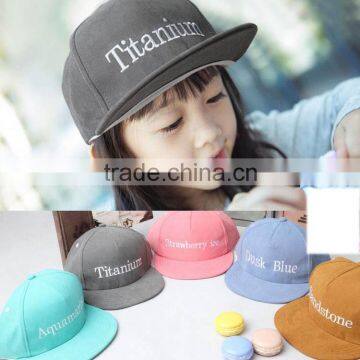 2016 Spring New Color Embroidery Boy Girl Flat Brim Snapback Hat Kid