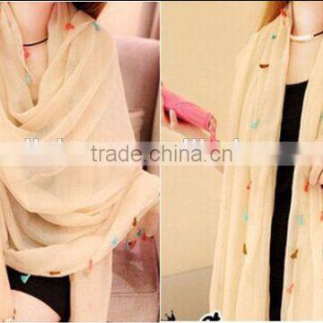 2014 Winter New Style 9 Colors with Colorful Tassels on Four Sides Fashion Women Polyester Voile Scarf