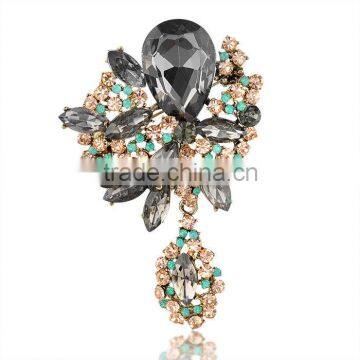 Luxury jewelry black big rhinestone brooch wholesale