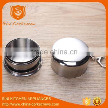 Stainless Steel Folding Cup With Cover Foldable Cup Telecope Cup 3section Collapsible Cup