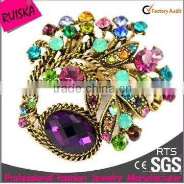 Big Purple Glass Stone For Colorful Rhinestone Alloy Brooch In Bulk