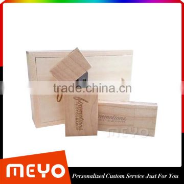 Popular wooden engraving USB flash drive with wood gift box