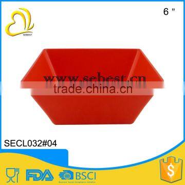 best popular 6" red square shape melamine plastic fruit bowl