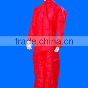 Disposable Red 40gsm PP Coverall with Hood