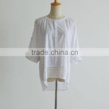 New Fashion Spring and Autumn White Cotton Blouses Pattern