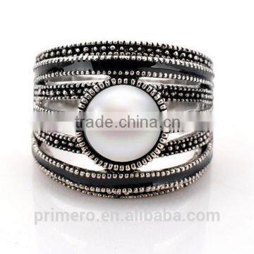 2016 Fashion Vintage Ring Bohemia Designs Imitation Pearl Finger Ring for Girls Men photo-4