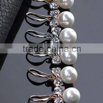 High Qulity Round Pearl With Butterlfy Zircon Gold Plated Earrings Elegant Fashion Bijoux Jewelry photo-6
