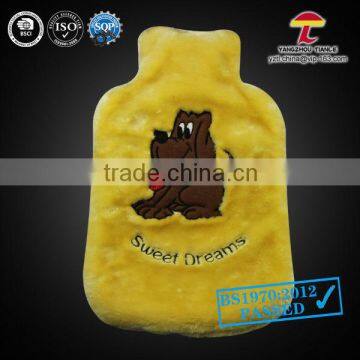 2000ml plush hot water bottle cover with little dog