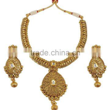 Indian Traditional Antique Look Gold Polish Necklace For Women photo-3