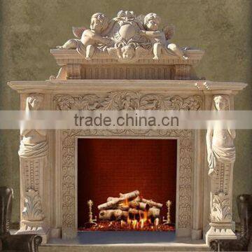 Big Carved Stone Marble Angel Fireplace Mantel Surrounds