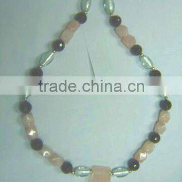 Wholesale fashion necklace rose quartz with black agate necklace jewelry