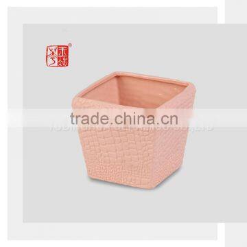 Orange Color Clay Ceramic Bonsai Pot for Succulent Plant