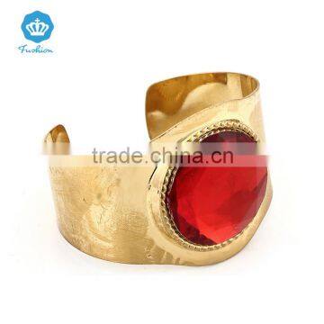 Gold Plating Women Fashion Fake Gold Bangle & Bracelets With Red Acrylic Jewellery Diamond