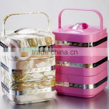 quadrangle style food container with stainless steel liner