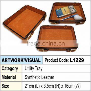 Table Utility Tray (brown leather)