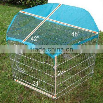 6 pcs heavy metal wire folding puppy dog rabbit play pen with sun net