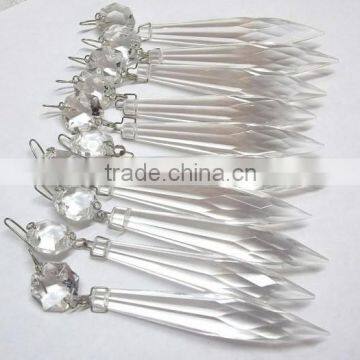 38mm Crystal U-drop Icicle drop with 14mm Octagon Crystal beads