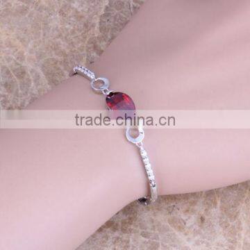 Link Chain Bracelet With Red Stone Chic Jewelry