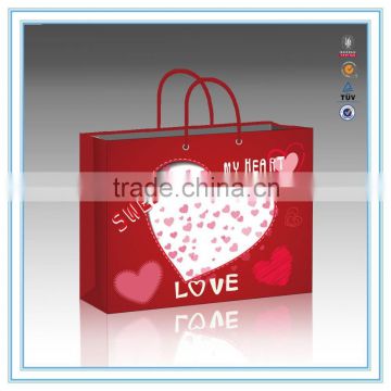 2015 new high quality wholesale valentines day gift paper bag custom paper bag