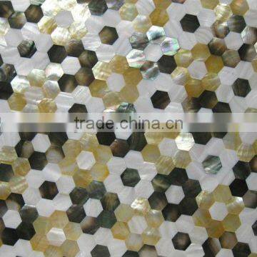 Black lip mother of pearl white freshwater shell mosaic hexagon