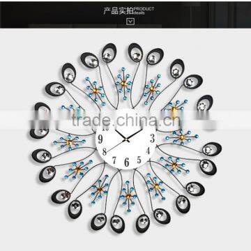 wall Mounted metal wall clock with color diamonds big size wall clock