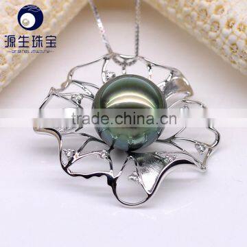 wholesale jewelry 12--13mm S925 silver tahitian black pearl pendant