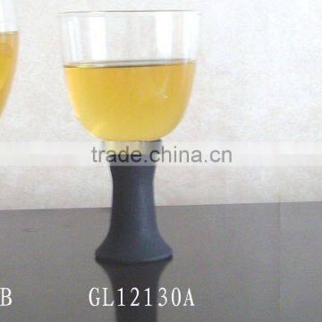 Handmade Black Colour Stem Glass White Wine Glass photo-2