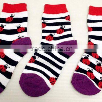 stripe ladybug anklet sock