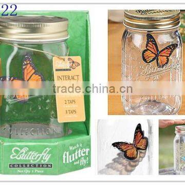 Promotional Cheap Electronic Butterfly in a Jar/Solar Butterfly Jar/Solar Jar Gift SO6222